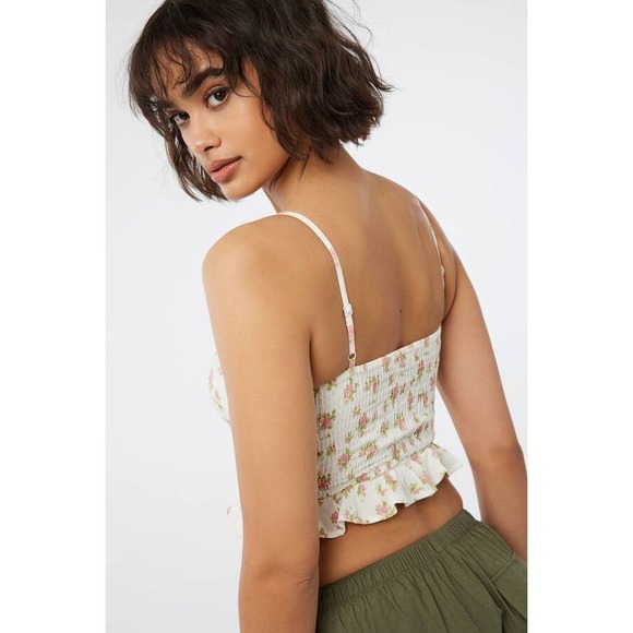 Sim & Sam Ivory pink floral print crop top- NWT - M - Picture 2 of 12